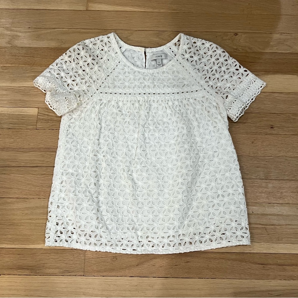 J. Crew white eyelet knit top 2